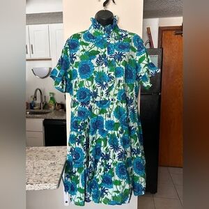 Floral Blue and Green Women's Dress